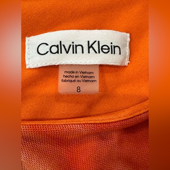 Calvin Klein Vibrant Orange and White Sleeveless Maxi Dress - Picture 12 of 13
